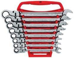 GearWrench - 8 Piece, 5/16" to 3/4", Ratcheting Combination Wrench Set - Inch Measurement Standard, Chrome Finish, Comes in Tray - Eagle Tool & Supply