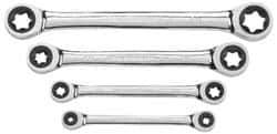 GearWrench - 4 Piece, E6 x E8 - E20 x E24mm, Ratcheting Box Wrench Set - External Torx Measurement Standard, Chrome Finish - Eagle Tool & Supply