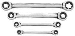 GearWrench - 4 Piece, E6 x E8 - E20 x E24mm, Ratcheting Box Wrench Set - External Torx Measurement Standard, Chrome Finish - Eagle Tool & Supply