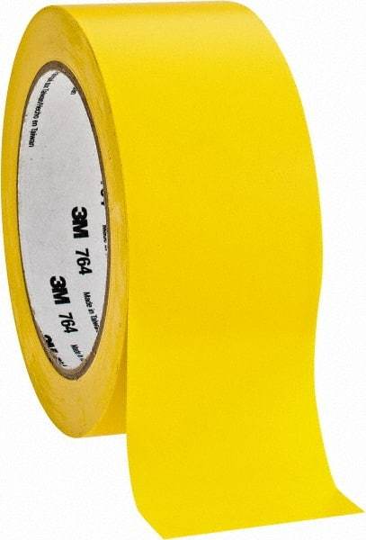 3M - Yellow Solid Color Vinyl Tape - 2" Wide x 108' Long x 0.005" Thick, General Traffic - Eagle Tool & Supply