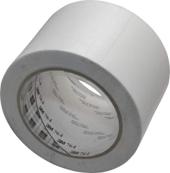 3M - White Solid Color Vinyl Tape - 3" Wide x 108' Long x 0.005" Thick, General Traffic - Eagle Tool & Supply