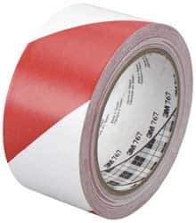 3M - Red & White Striped Vinyl Tape - 2" Wide x 108' Long x 0.005" Thick, General Traffic - Eagle Tool & Supply