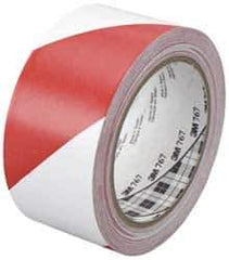 3M - Red & White Striped Vinyl Tape - 2" Wide x 108' Long x 0.005" Thick, General Traffic - Eagle Tool & Supply