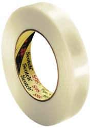 3M - 24mm x 55m Clear Rubber Adhesive Strapping Tape - Hot Melt Synthetic Rubber Resin Backing, 6.6 mil Thick, 380 Lb Tensile Strength, Series 898 - Eagle Tool & Supply