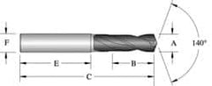 Allied Machine and Engineering - 11/16" 140° Spiral Flute Solid Carbide Screw Machine Drill Bit - Eagle Tool & Supply