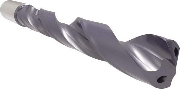 Allied Machine and Engineering - 3/4" 140° Solid Carbide Jobber Drill - Bright Finish, Right Hand Cut, Spiral Flute, Straight Shank, 7-7/8" OAL, Standard Point - Eagle Tool & Supply
