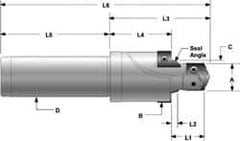 Allied Machine and Engineering - IS0 11926-1, SAE J1926-1/MS-16142 Standard, 1/2-20" Thread, 5 Tube Dash Number, 12° Porting Angle, 29/64" Pilot Diam, 5/8" Shank Diam, Indexable Spade Blade Insert Porting Tool - 2 Porting Inserts, 3.402" Overall Length - Eagle Tool & Supply