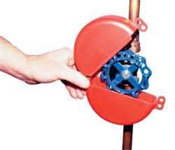 NMC - 1 to 2-1/2 Inch Valve Handle Size, Polypropylene Rotating Gate Valve Wheel Lockout - 5/16 Inch Max Shackle Diameter, Red - Eagle Tool & Supply