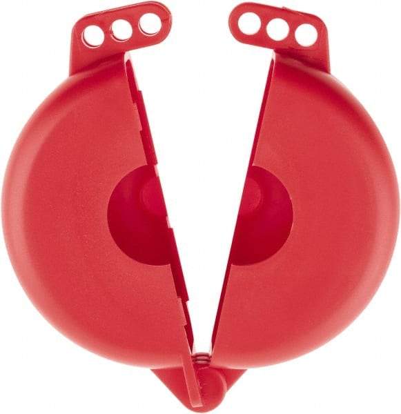 NMC - 2-1/2 to 5 Inch Valve Handle Size, Polypropylene Rotating Gate Valve Wheel Lockout - 3/8 Inch Max Shackle Diameter, Red - Eagle Tool & Supply