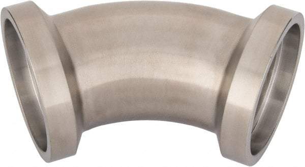 VNE - 2", E-Line Style, Sanitary Stainless Steel Pipe 45° Elbow - Female x Female Connection, Grade 304 - Eagle Tool & Supply