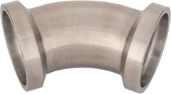 VNE - 2", E-Line Style, Sanitary Stainless Steel Pipe 45° Elbow - Female x Female Connection, Grade 304 - Eagle Tool & Supply