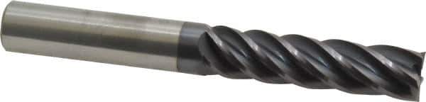 Accupro - 1/2", 2" LOC, 1/2" Shank Diam, 4" OAL, 5 Flute, Solid Carbide Square End Mill - Single End, AlTiN Finish, Spiral Flute, Variable° Helix, Centercutting, Right Hand Cut, Right Hand Flute - Eagle Tool & Supply