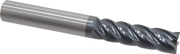 Accupro - 5/8", 2-1/4" LOC, 5/8" Shank Diam, 5" OAL, 5 Flute, Solid Carbide Square End Mill - Single End, AlTiN Finish, Spiral Flute, Variable° Helix, Centercutting, Right Hand Cut, Right Hand Flute - Eagle Tool & Supply