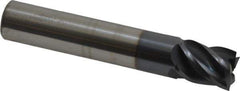 Accupro - 7/16", 9/16" LOC, 7/16" Shank Diam, 2-1/2" OAL, 5 Flute, Solid Carbide Square End Mill - Single End, AlTiN Finish, Spiral Flute, Variable° Helix, Centercutting, Right Hand Cut, Right Hand Flute - Eagle Tool & Supply