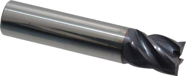 Accupro - 1/2", 5/8" LOC, 1/2" Shank Diam, 2-1/2" OAL, 5 Flute, Solid Carbide Square End Mill - Single End, AlTiN Finish, Spiral Flute, Variable° Helix, Centercutting, Right Hand Cut, Right Hand Flute - Eagle Tool & Supply