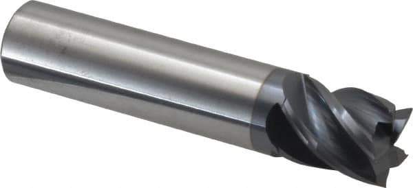 Accupro - 5/8", 3/4" LOC, 5/8" Shank Diam, 3" OAL, 5 Flute, Solid Carbide Square End Mill - Single End, AlTiN Finish, Spiral Flute, Variable° Helix, Centercutting, Right Hand Cut, Right Hand Flute - Eagle Tool & Supply