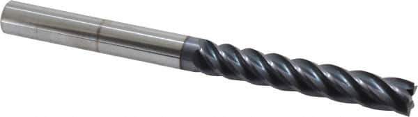 Accupro - 1/2", 3" LOC, 1/2" Shank Diam, 6" OAL, 5 Flute, Solid Carbide Square End Mill - Single End, AlTiN Finish, Spiral Flute, Variable° Helix, Centercutting, Right Hand Cut, Right Hand Flute - Eagle Tool & Supply
