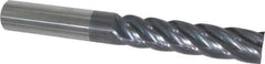 Accupro - 3/4", 3-1/4" LOC, 3/4" Shank Diam, 6" OAL, 5 Flute, Solid Carbide Square End Mill - Single End, AlTiN Finish, Spiral Flute, Variable° Helix, Centercutting, Right Hand Cut, Right Hand Flute - Eagle Tool & Supply