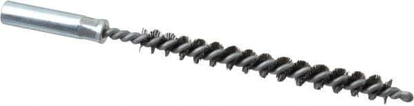 Value Collection - 1/4" Diam Helical Steel Tube Brush - 0.006" Filament Diam, 2-3/8" Brush Length, 4" OAL, 3/16-24 Female Shank - Eagle Tool & Supply