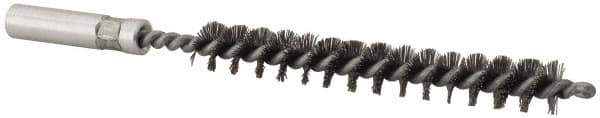 Value Collection - 5/16" Diam Helical Steel Tube Brush - 0.006" Filament Diam, 2-3/8" Brush Length, 4" OAL, 3/16-24 Female Shank - Eagle Tool & Supply