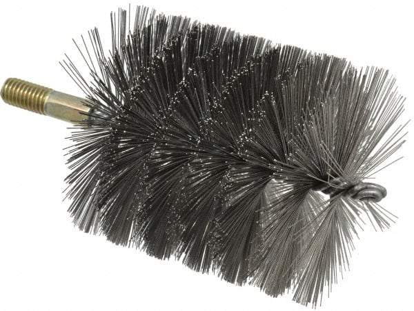 Value Collection - 4" Diam Helical Steel Tube Brush - 0.016" Filament Diam, 4-1/4" Brush Length, 7-1/2" OAL, 1/2-12 Male Shank - Eagle Tool & Supply
