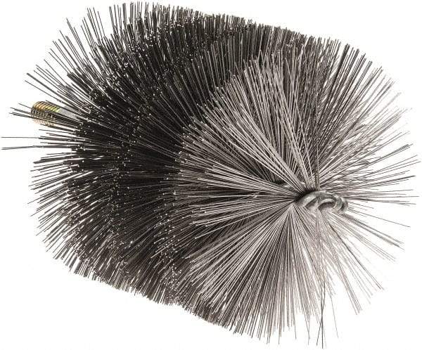 Value Collection - 5-1/2" Diam Helical Steel Tube Brush - 0.02" Filament Diam, 4-1/4" Brush Length, 7-1/2" OAL, 1/2-12 Male Shank - Eagle Tool & Supply
