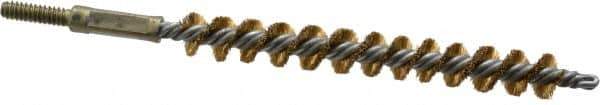Value Collection - 3/8" Diam Helical Brass Tube Brush - 0.005" Filament Diam, 3-1/8" Brush Length, 5-1/8" OAL, 3/16-24 Male Shank - Eagle Tool & Supply