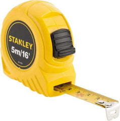 Stanley - 16' x 3/4" Yellow Blade Tape Measure - 1/32 & 1/16" & 1mm Graduation, Inch/Metric Graduation Style, Yellow Case - Eagle Tool & Supply