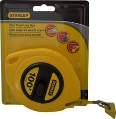 Stanley - 100' x 3/8" Yellow Blade Tape Measure - 1/8" Graduation, Inch Graduation Style, Yellow Case - Eagle Tool & Supply