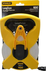 Stanley - 100' x 1/2" Tape Measure - 1/8" & 1/100 & 1/10' Graduation, Engineer Scale Graduation Style, Yellow/Black Case - Eagle Tool & Supply