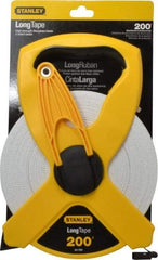 Stanley - 200' x 1/2" Tape Measure - 1/8" & 1/100 & 1/10' Graduation, Engineer Scale Graduation Style, Yellow/Black Case - Eagle Tool & Supply