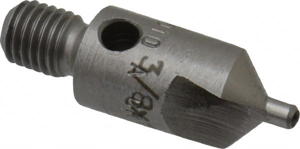 Made in USA - 1-1/8" OAL, 3/8" Head Diam, 2 Flute, 100° Incl Angle, Integral Pilot, Adjustable Stop Countersink - Eagle Tool & Supply