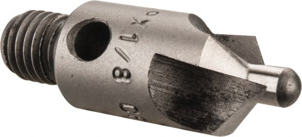 Made in USA - 1-1/8" OAL, 3/8" Head Diam, 3 Flute, 100° Incl Angle, Integral Pilot, Adjustable Stop Countersink - Eagle Tool & Supply