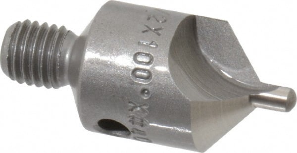 Made in USA - 1-1/8" OAL, 1/2" Head Diam, 2 Flute, 100° Incl Angle, Integral Pilot, Adjustable Stop Countersink - Eagle Tool & Supply