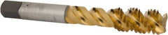 OSG - M12x1.75 Metric Coarse 3 Flute 6H Bottoming Spiral Flute Tap - High Speed Steel, TiN Finish, 3-3/8" OAL, Right Hand Flute, Right Hand Thread - Eagle Tool & Supply