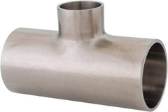 VNE - 1-1/2 x 1-1/2 x 1", Weld Style, Sanitary Stainless Steel Pipe Tee - Butt Weld x Butt Weld x Butt Weld Connection, Grade 316L - Eagle Tool & Supply