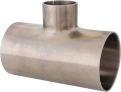 VNE - 2-1/2 x 2-1/2 x 1-1/2", Weld Style, Sanitary Stainless Steel Pipe Tee - Butt Weld x Butt Weld x Butt Weld Connection, Grade 316L - Eagle Tool & Supply