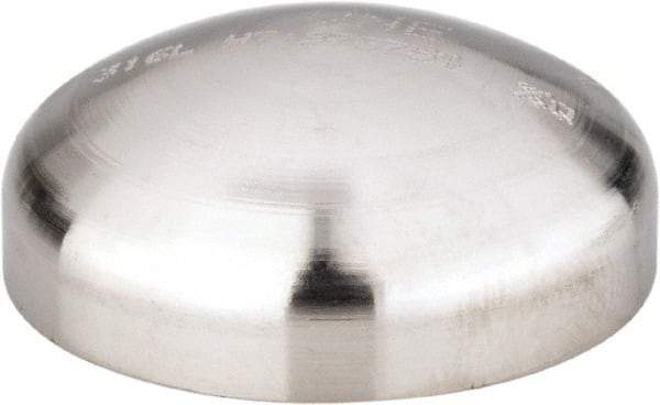 VNE - 1", Unpolished Style, Sanitary Stainless Steel Pipe End Cap - Butt Weld Connection, Grade 316L - Eagle Tool & Supply
