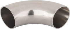 VNE - 2", Unpolished Style, Sanitary Stainless Steel Pipe 90° Elbow - Butt Weld x Butt Weld Connection, Grade 316L - Eagle Tool & Supply