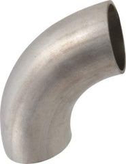 VNE - 1-1/4", Unpolished Style, Sanitary Stainless Steel Pipe 90° Elbow - Butt Weld x Butt Weld Connection, Grade 304 - Eagle Tool & Supply