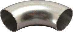 VNE - 1-1/2", Unpolished Style, Sanitary Stainless Steel Pipe 90° Elbow - Butt Weld x Butt Weld Connection, Grade 304 - Eagle Tool & Supply
