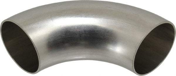 VNE - 2", Unpolished Style, Sanitary Stainless Steel Pipe 90° Elbow - Butt Weld x Butt Weld Connection, Grade 304 - Eagle Tool & Supply