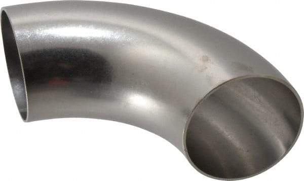VNE - 2-1/2", Unpolished Style, Sanitary Stainless Steel Pipe 90° Elbow - Butt Weld x Butt Weld Connection, Grade 304 - Eagle Tool & Supply