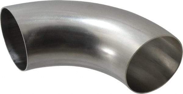 VNE - 3", Unpolished Style, Sanitary Stainless Steel Pipe 90° Elbow - Butt Weld x Butt Weld Connection, Grade 304 - Eagle Tool & Supply