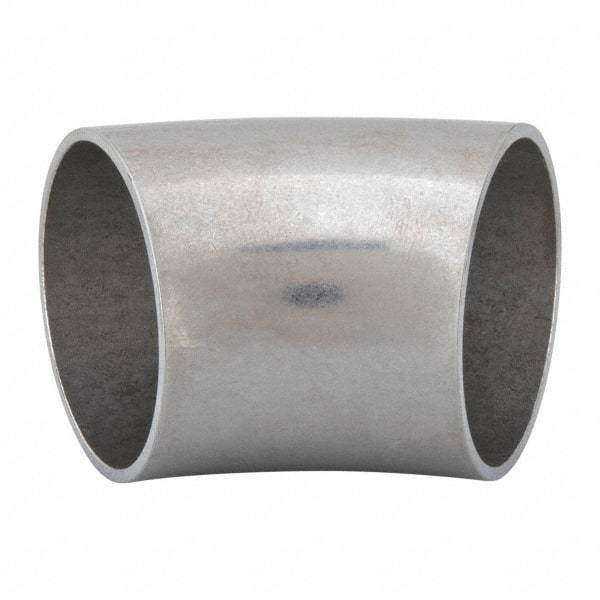 VNE - 1-1/2", Unpolished Style, Sanitary Stainless Steel Pipe 45° Elbow - Butt Weld x Butt Weld Connection, Grade 304 - Eagle Tool & Supply