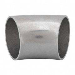 VNE - 1-1/2", Unpolished Style, Sanitary Stainless Steel Pipe 45° Elbow - Butt Weld x Butt Weld Connection, Grade 304 - Eagle Tool & Supply