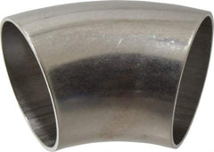 VNE - 2", Unpolished Style, Sanitary Stainless Steel Pipe 45° Elbow - Butt Weld x Butt Weld Connection, Grade 304 - Eagle Tool & Supply
