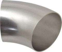 VNE - 4", Unpolished Style, Sanitary Stainless Steel Pipe 45° Elbow - Butt Weld x Butt Weld Connection, Grade 304 - Eagle Tool & Supply
