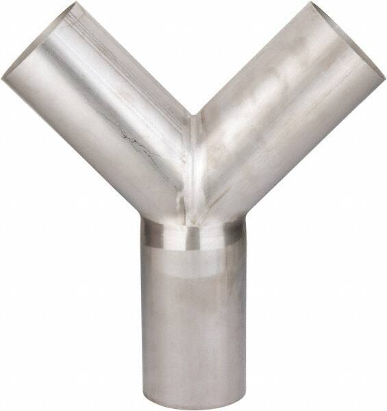 VNE - 4", Unpolished Style, Sanitary Stainless Steel Pipe True Y - Butt Weld x Butt Weld x Butt Weld Connection, Grade 304 - Eagle Tool & Supply