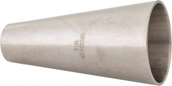 VNE - 2 x 1", Unpolished Style, Sanitary Stainless Steel Pipe Concentric Reducer - Butt Weld x Butt Weld Connection, Grade 316L - Eagle Tool & Supply